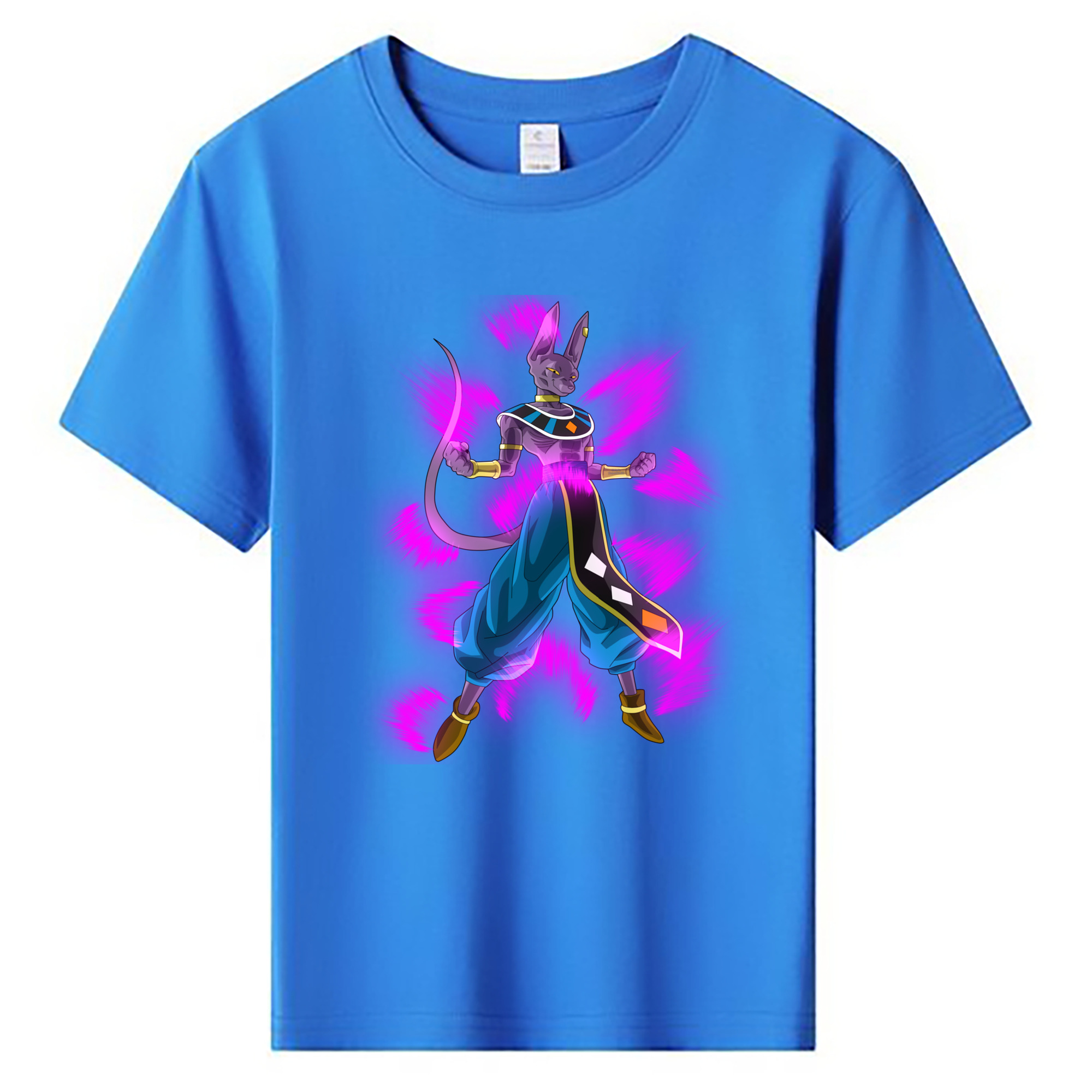 （画像用） ドラゴンボール ビルス 破壊神ビルス DRAGON BALL Beerus Birusu 綿100％キッズTシャツ（フロントプリント）